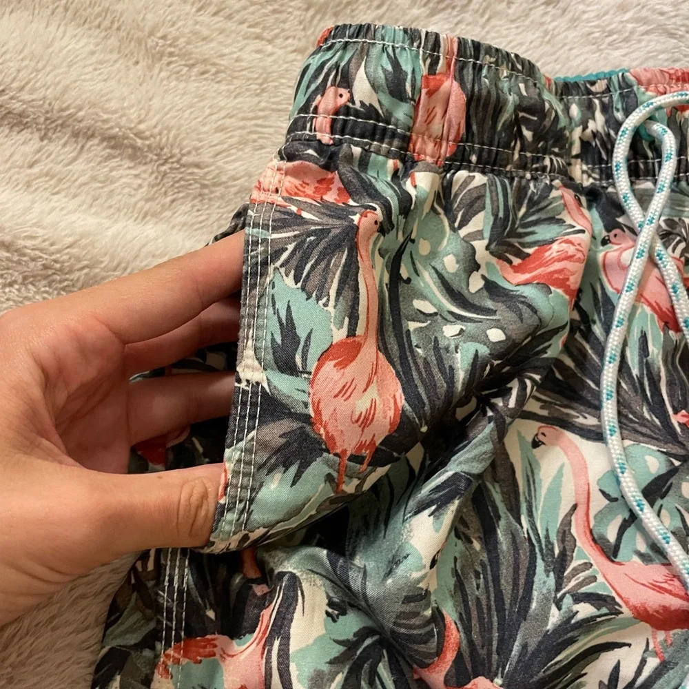 EUC Flamingo Patterned Board Shorts/ Swim Trunks